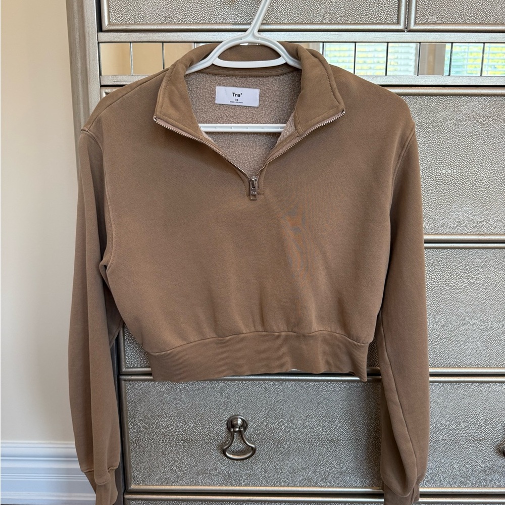 TNA Beige Half-Zip Fleece Pullover